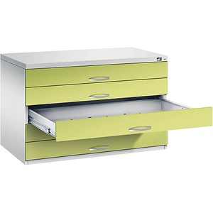 CP 7100 Planschrank clowngrün, lichtgrau 5 Schubladen 110,0 x 76,5 x 76,0 cm