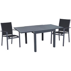 Garden Pleasure Sitzgruppe ELENA, anthrazit Metall, 3-teilig