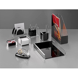 Schreibtischset acryl exklusiv glasklar/schwarz