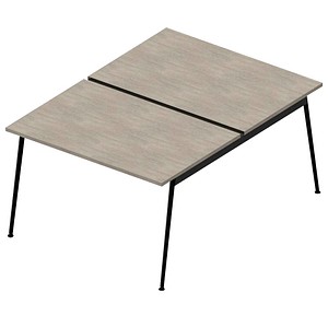 Quadrifoglio Doppelschreibtisch beton rechteckig, 4-Fuß-Gestell grau 120,0 x 164,0 cm