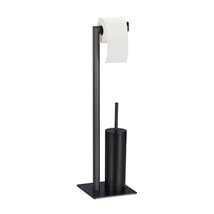 4052025314361 - Relaxdays - wc Garnitur mit Toilettenpapierhalter Toilettenbürste & Bürstenhalter stehend 725 x 20 x 20 cm schwarz