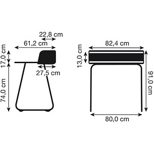 4049694005409 - Sekretär secretair home SH10WS-RE040 91cm (H) 824x612cm (BxT) rechteckig weiß   Schwarz 4049694005409 Sedus