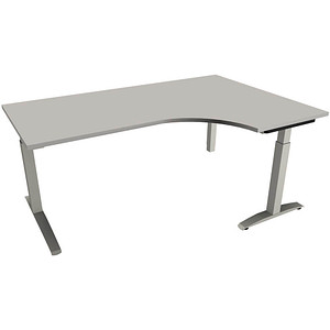 4260429766079 - fm Sidney höhenverstellbarer Schreibtisch lichtgrau Bogenform C-Fuß-Gestell Quadratrohr silber 1800 x 800 cm 4260429766079 - fm Sidney höhenverstellbarer Schreibtisch lichtgrau Bogenform C-Fuß-Gestell Quadratrohr silber 1800 x 800 cm