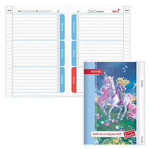 4028279901572 - ROTH Hausaufgabenheft Magische Einhornreiterin für clevere Faule liniert DIN A5 ohne Rand 104 Blatt