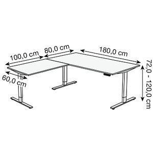 4044917437081 - Sitz-Steh-Schreibtisch Move 3 10382411 elektrisch höhenverstellbar 72-120cm (H) 180cmx80cm (BxT) L-Form lichtgrau   Weiß 404