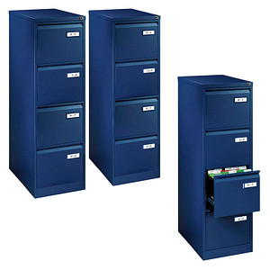 AKTION: BISLEY LIGHT Hängeregistraturschränke oxfordblau 4 Schubladen 41,3 x 62,2 x 132,1 cm, 3 St.