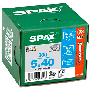 SPAX® Universalschrauben T20 Senkkopf Edelstahl A2 40mm  x 5 mm, 200 St.