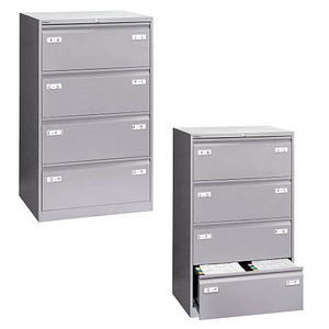 BISLEY LIGHT Hängeregistraturschrank silber 4 Schubladen 80,0 x 62,2 x 132,1 cm