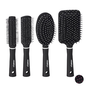 relaxdays Haarbürsten-Set schwarz, weiß 4 St.