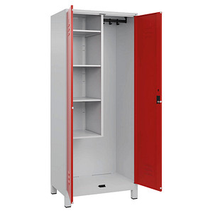 4066681618015 - Putzmittelschrank Classic Plus 080110-02-S10016 lichtgrau verkehrsrot 800 x 500 x 1950 cm aufgebaut 4066681618015 C+P-Möbel