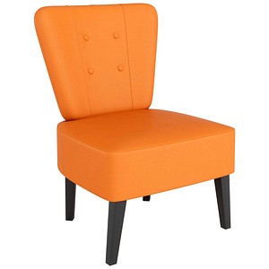 3660141967159 - meet by Paperflow Sessel BRIGHTON 4-Fußgestell Sitz- und Rückenpolsterung B 650 x T 490 x H 410 mm orange schwarz