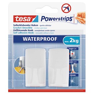 tesa WATERPROOF Large Klebehaken für max. 2,0 kg, 2,0 x 5,0 cm, 2 St.