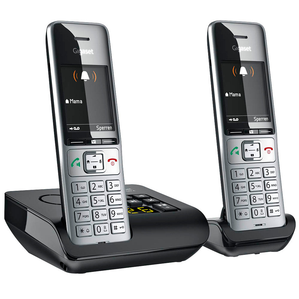 Gigaset COMFORT 500A duo Schnurloses Telefon-Set mit Anrufbeantworter schwarz-silber