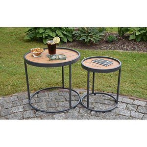 4041908138033 - 2er Set Beistelltisch Silea Metall Holz Gartentisch Garten Tisch Outdoor Möbel 4041908138033 - 2er Set Beistelltisch Silea Metall Holz Gartentisch Garten Tisch Outdoor Möbel