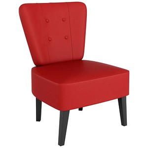 3660141967210 - meet by Paperflow Sessel BRIGHTON 4-Fußgestell Sitz- und Rückenpolsterung B 650 x T 490 x H 410 mm rot schwarz