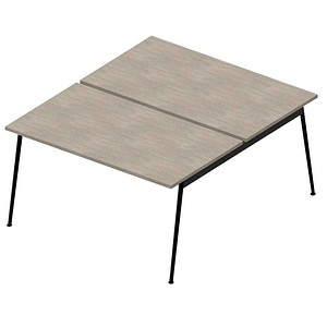 Quadrifoglio Doppelschreibtisch beton rechteckig, 4-Fuß-Gestell grau 140,0 x 164,0 cm