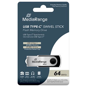 MediaRange USB-Stick schwarz, silber 64 GB