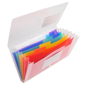 3130630553984 - Fächermappe Blanko PP (Polypropylen) 7-teilig Farbig sortiert Kristall 7 Fächer 26 (B) x 3 (T) x 14 (H) cm