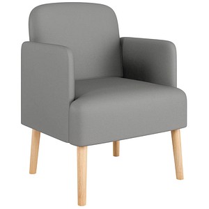 3660141967296 - meet by Paperflow Sessel BROOKS 4-Fußgestell Sitz- und Rückenpolsterung B 620 x T 520 x H 440 mm mausgrau buche