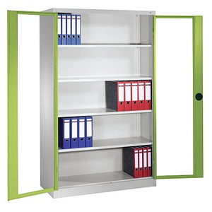 4064615171520 - CP Stahlschrank 8931-055 1060-80 lichtgrau viridingrün Acrylglas 1200 x 500 x 1950 cm aufgebaut