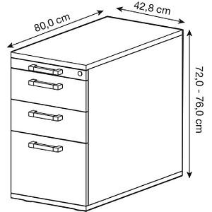 4032062194652 - Standcontainer TARVIS 1 Utensilienauszug abschließbar 2 Schübe 1 HR-Auszug B 428 x T 800 x H 720 mm weiß