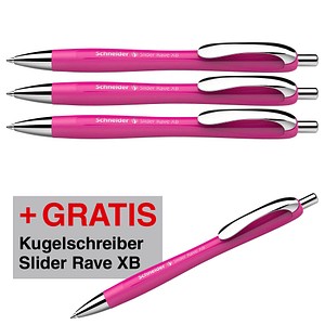 4004675177414 - 3 + 1 GRATIS Kugelschreiber Slider Rave XB pink Schreibfarbe blau 3 St + GRATIS 1 Slider Rave XB pink