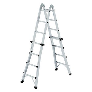 MUNK Teleskopleiter 32015 oTraverse, 4x 4 Stufen, silber, Aluminium 4031405320154 MUNK