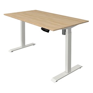 Kerkmann Move 1 elektrisch höhenverstellbarer Schreibtisch eiche hell rechteckig, T-Fuß-Gestell weiß 140,0 x 80,0 cm