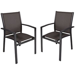 Garden Pleasure Gartenstühle mit Armlehnen ELENA anthrazit, Metall, 2 St.