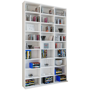 4051814353758 - Standregal Holzregal stehend platzsparender CD-Schrank für 1080 CDs oder 504 DVDs Maße H 181 x B 102 x T 23 cm Elegantes DVD Regal stehend Blu-Ray Regal CD Regal Megosa XL Gr 102 weiß B102cm H181cm T23cm Holzwerkstoff Holz Spanplatte Regale