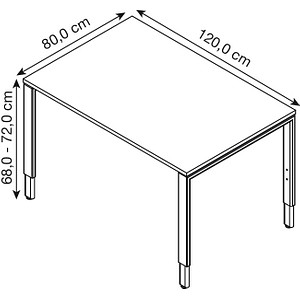 4059484224620 - röhr Imperia höhenverstellbarer Schreibtisch weiß rechteckig 4-Fuß-Gestell silber 1200 x 800 cm