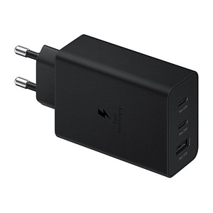 Samsung Reiseladegerät Trio (65W), schwarz Drei Anschlüsse (USB Type-C/ USB-A), PD 3.0 und Super Fast Charging bis zu 65 Watt