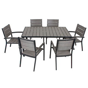 Image of Garden Pleasure Sitzgruppe OLIVIA, schwarz Kunststoff, Metall, 7-teilig